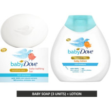Deals, Discounts & Offers on Baby Care - baby Dove Rich Moisture Bathing Bar and Lotion 425ML(White)