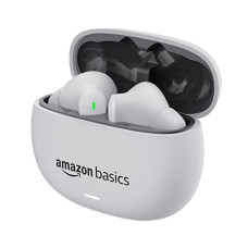Deals, Discounts & Offers on Headphones - AmazonBasics True Wireless in-Ear Earbuds with Mic, Low-Latency Gaming Mode (Up to 50 ms), Touch Control, IPX5, Bluetooth 5.3, Up to 50 Hours Play Time, Voice Assistance and Fast Charging (White)
