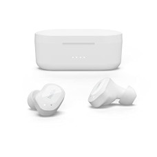 Deals, Discounts & Offers on Headphones - Belkin SOUNDFORM Play True Wireless in-Ear Earbuds, IPX5 Sweat & Water Resistant, Up to 38 hrs. Playtime, Bluetooth 5.2, Wireless Charging, Dual mic on Each Side, Compatible with iOS & Android, White