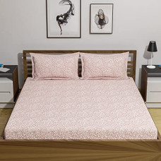 Deals, Discounts & Offers on  - Amazon Brand  Umi 144 TC 100% Cotton Printed Double Bedsheet Set with Two Pillow Case | Queen Sheet Set|Breathable and Skin Friendly| Oeko-Tex Certified | (90x100 Inches, Niers Pink)