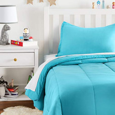 Deals, Discounts & Offers on  - AmazonBasics Easy-Wash Microfiber Kid's Comforter and Pillow Cover Set (Pillow not included) - Single, Bright Aqua