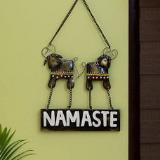 Deals, Discounts & Offers on  - ExclusiveLane 'Namaste Handpainted Cow' Wall Door Hanging for Home Decor Items