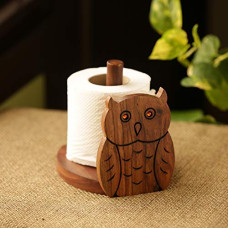 Deals, Discounts & Offers on  - ExclusiveLane 'Owl On A Roll' Decor Wooden Owl Decorative Multipurpose Kitchen Napkin Tissue Roll Stand Bathroom Toilet Paper Roll Holder (EL-022-034)