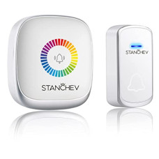 Deals, Discounts & Offers on Home Improvement - Stanchev Door Bell Wireless for Home,IP44 Waterproof Wireless Doorbell Operating at 300m/1000ft,58 Melodies, 4 Levels Volume with Rainbow Color LED Flash Indicator,Call Bell