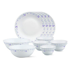 Deals, Discounts & Offers on  - Borosil Opalware Fluted Flora Dinner Set, White, 14-Pieces