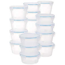 Deals, Discounts & Offers on  - Amazon Brand - Solimo Airtight Plastic Storage Containers, Set of 18 (7 x 500ml, 6 x 750ml, 5 x 1L), Blue