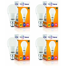 Deals, Discounts & Offers on  - wipro Garnet Base B22 7-Watt LED Bulb (Warm White) - Pack of 4