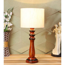 Deals, Discounts & Offers on  - tu casa Ntu-174 Off White Cotton Shade Table lamp with Wood Base Holder type--b-22 (Bulb not Included)