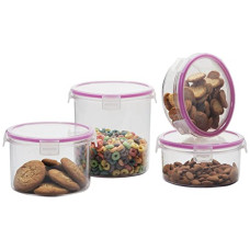Deals, Discounts & Offers on  - Varmora Clamp it Round Container | Organised Kitchen | Stackable | Durable | For Pulses, Cereals, Snacks set of 4 |Assorted