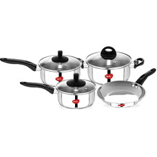 Deals, Discounts & Offers on Cookware - Pigeon Essential Stainless Steel 7 Piece Cookware Set Includes 2 Sauce Pan, Dutch Oven, Fry Pan & Glass Lid with Induction Bottom