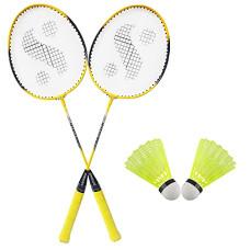 Deals, Discounts & Offers on  - Synco Aluminum Blend Badminton-Racket, Set of 2 with Two Shuttles, with Full-Cover
