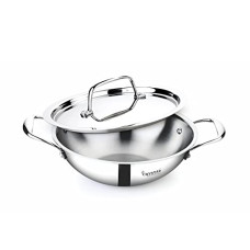 Deals, Discounts & Offers on Cookware - Crystal TriPro -Triply Stainless Steel Kadai with Lid - 20 cm (Induction Bottom), Silver (CTP-KD-002)