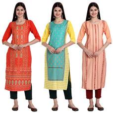 Deals, Discounts & Offers on Women - [Size L] Sancom Women's Crepe Straight Kurta