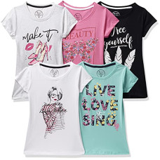 Deals, Discounts & Offers on  - [Size 8 Years-9 Years] Easybuy Girl's Regular Fit T-Shirt (Pack of 5)