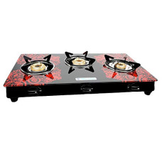 Deals, Discounts & Offers on  - MILTON Premium Red Manual Ignition LPG Glass Top Gas Stove, (ISI Certified) (3 Burner)