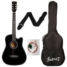 Deals, Discounts & Offers on  - Jurez Acoustic Guitar, 38 Inch Cutaway, 038C with Bag, Strings, Pick and Strap, Black
