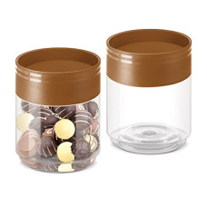 Deals, Discounts & Offers on  - Milton Stack IT 500 Plastic Storage Jar, Set of 2, 360 ml Each, Brown | Air Tight | Storage Jar | Kitchen Organiser | BPA Free | Stackable | Modular | Food Grade | Multipurpose Jar