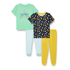 Deals, Discounts & Offers on Baby Care - MINITATU Blue.White Half Sleeves Unisex Baby T-Shirt & Pajamas Set Pack of 2