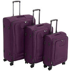 Deals, Discounts & Offers on  - AmazonBasics 3 Piece Expandable Softside Spinner Luggage Suitcase With TSA Lock And Wheels Set - Purple