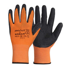 Deals, Discounts & Offers on  - Karam ProKut Multi Purpose Orange Polyester with Black Latex Crinkle Coating Glove HS01