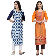 Deals, Discounts & Offers on Women - [Size 4XL] Sancom Women's Crepe Regular Kurta
