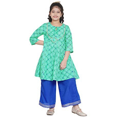 Deals, Discounts & Offers on Women - [Size 5 Years-6 Years] Bitiya By Bhama Girl's Cotton Blend Kurta & Palazzo