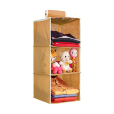 Deals, Discounts & Offers on  - PrettyKrafts Hanging 3 Shelves Wardrobe Organiser - Beige