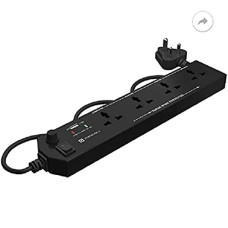 Deals, Discounts & Offers on Electronics - Portronics Power Plate 4 with 4 Power Sockets + 1 USB Port Power Converter with Extension I Cord 1.5 Meter I 1500 Watts Max (Black)