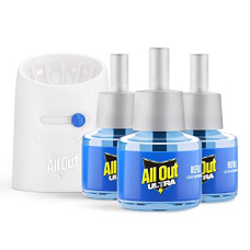 Deals, Discounts & Offers on  - All Out Ultra Combo Pack 3 Refill + 1 Machine | Ultra Liquid Power | Kills Dengue Mosquitoes | 100% More Power Mosquito Repellent, Blue