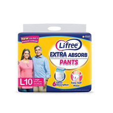 Deals, Discounts & Offers on  - Lifree Extra Absorb Adult Diaper Pants Unisex, Large size 10 Pieces, Waist size (75-100 cm | 30-41 Inches) (New version)