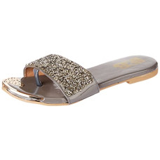 Deals, Discounts & Offers on  - [Size 4] WalkTrendy Womens Synthetic Dark-Grey Open Toe Flats - 4 UK (Wtwf32_Dark-Grey_37)