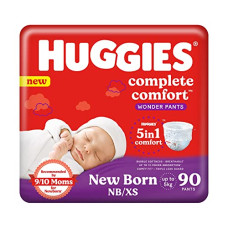 Deals, Discounts & Offers on Baby Care - Huggies Complete Comfort Wonder Pants, Extra Small (XS) Size Baby Diaper Pants, (90 count) with 5 in 1 Comfort