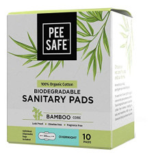 Deals, Discounts & Offers on Health & Personal Care - PEESAFE Organic Cotton Biodegradable Sanitary Pads Comfortable & Easy To Use | Pack of 10