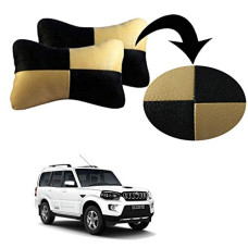 Deals, Discounts & Offers on  - AutokraftZ Beige Car Cushion in Check Design Material Leatherette _1698