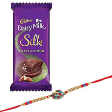Deals, Discounts & Offers on  - SFU E Com Cadbury Dairy Milk Silk Roast Almond, Peacock Rakhi with Chocolate Gift