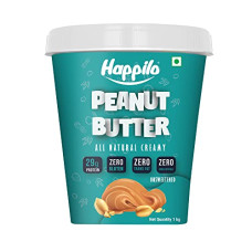 Deals, Discounts & Offers on  - Happilo All Natural Unsweetened Peanut Butter Creamy 1Kg, No Added Sugar, Rich in Protein, Premium Non GMO Slow Roasted Peanut Butter| No Added Sugar | No Palm Oil & Vegan| Gluten Free | Vegan | Cholesterol Free