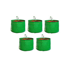 Deals, Discounts & Offers on Gardening Tools - Go Hooked Terrace Gardening Leafy Vegetable Green with Orange UV Treated Grow Bags | 22 cm X 22 cm | Pack of 5 | Roof Top Balcony Gardening | High Density Polyethylene