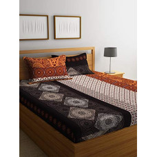 Deals, Discounts & Offers on  - Fashion String 144 TC Microfibre Brown Double Bedsheet with 2 King Size Pillow Covers