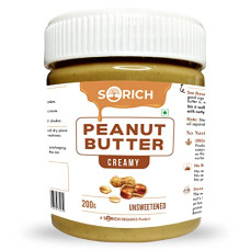 Deals, Discounts & Offers on  - Sorich Organics Peanut Butter Creamy 200g - Made with 100% Dry Roasted peanuts | No added sugar | No Salt Added | Stone Grounded | Smooth Peanut Butter | unsweetened | Gluten Free | Daily Dose of High Protein | NON - GMO | Gluten Free