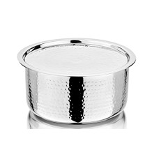 Deals, Discounts & Offers on Cookware - NIRLON Hammered Triply Stainless Steel Tope/Patila with Stainless Steel Lid | 22cm | Silver (Induction and Gas Stove Friendly)