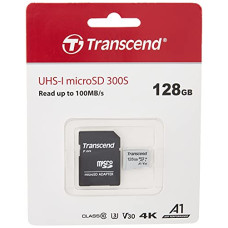 Deals, Discounts & Offers on Accessories - Transcend USD300S A1 128GB UHS-I U3 with V30 Micro SD Memory Card up to 100/40 MB/s with Adapter (TS128GUSD300S-A)
