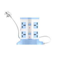 Deals, Discounts & Offers on Electronics - Portronics Power Plate 9 with 3 USB Ports + 8 Power Sockets Power Converter, 2500W Power Output, 2.1A USB Charging Port, 3M Cord Length(Blue)