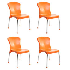 Deals, Discounts & Offers on Furniture - Cello Milano Cafeteria Set of 4 Chairs (Orange,Plastic)