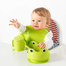 Deals, Discounts & Offers on  - Ikea MATA Plastic Baby Eating Bowl, Spoon, Apron and Drinking Bottle (Green)