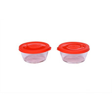 Deals, Discounts & Offers on  - Signoraware Crystal Round Small Container Set with Seal, 280ml, Set of 2, Deep Red