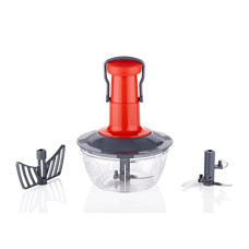 Deals, Discounts & Offers on  - Tosaa Manual Press Fruit & Vegetable Chopper, with 3 Stainless Steel Blades, 1 Whisker, Anti-Slip Base, and Locking System, 500 ml, Color May Vary