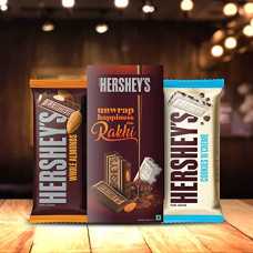 Deals, Discounts & Offers on  - Hershey's Bar - Rakhi Gift Pack Hershey's Bar - Rakhi Gift (Almond 100 gm & Cookies & Crme 100 gm + Rakhi ), 2 x 100