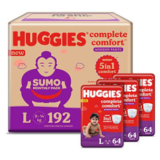 Deals, Discounts & Offers on Baby Care - [For City Union Bank Mastercard Debit Card] Huggies Complete Comfort Wonder Pants Large (L) Size Baby Diaper Pants Sumo Pack, 192 count, with 5 in 1 Comfort