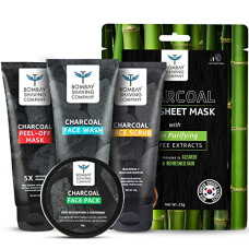 Deals, Discounts & Offers on Beauty Care - Bombay Shaving Company Charcoal De-Tan & Glow Kit | Charcoal Face Wash, Charcoal Scrub, Charcoal Face Pack, Charcoal Sheet Face Mask, Vitamin C Serum | Diwali Gift