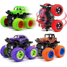 Deals, Discounts & Offers on  - eErlik Mini Monster Truck Friction Powered Cars Toys, 360 Degree Stunt 4wd Cars Push go Truck